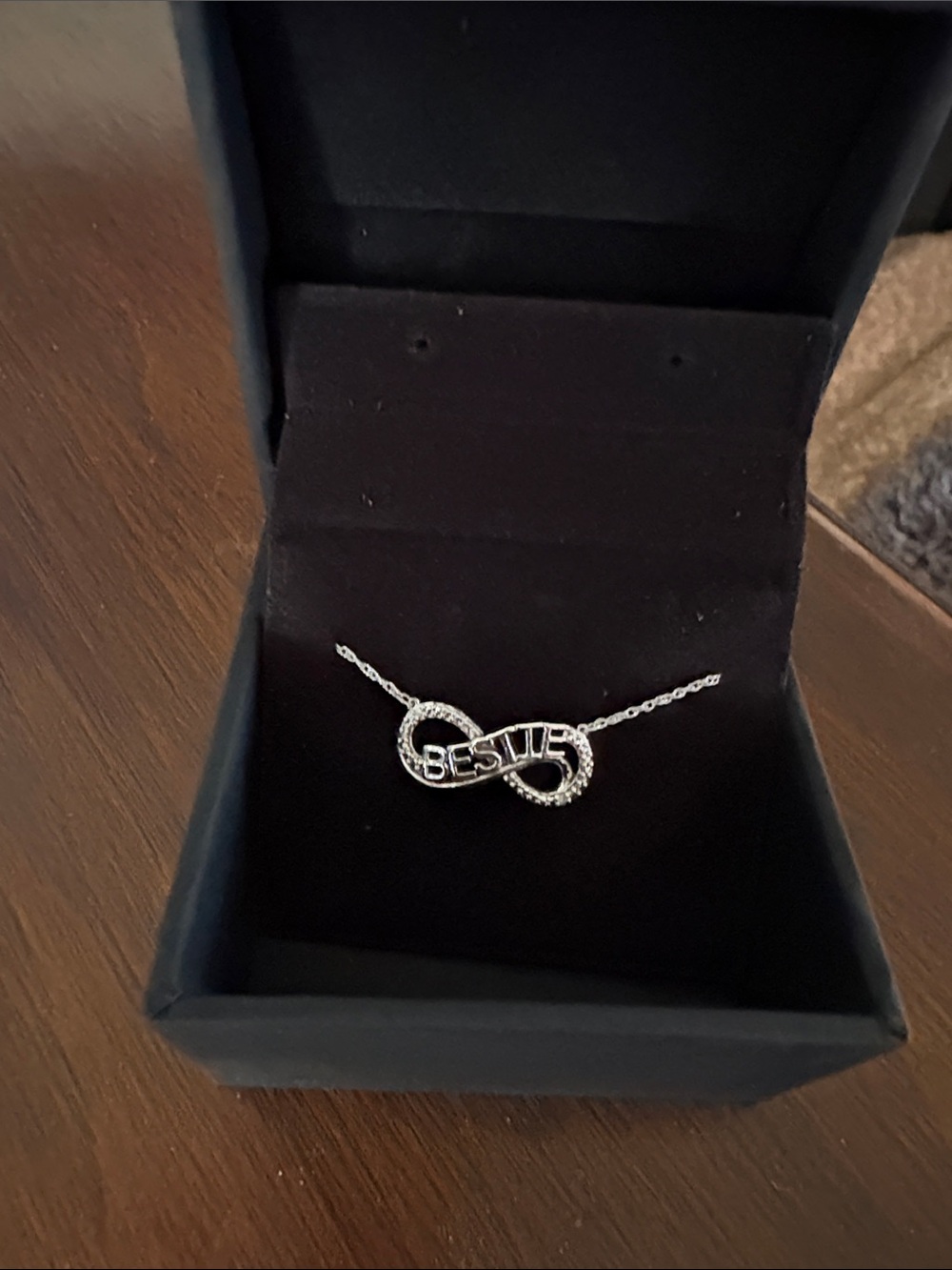 Silver 'Bestie' Infinity Crystal Pendant Necklace - Women Jewelry